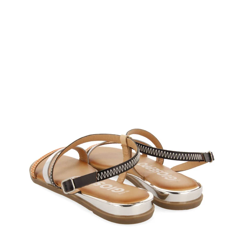 Duesme women's black leather sandals with straps