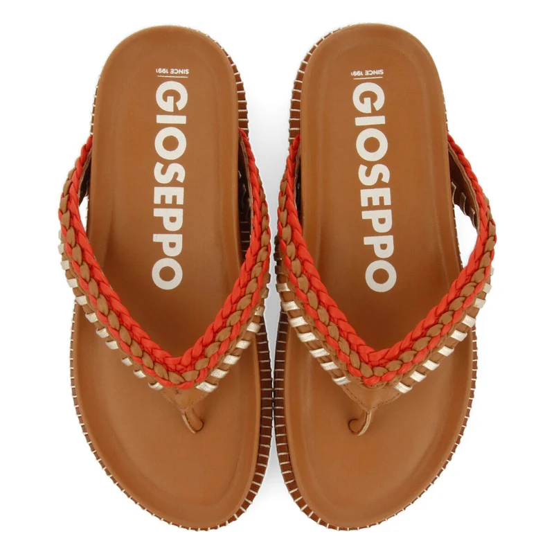 Itaja women's tan sandals with geometric details