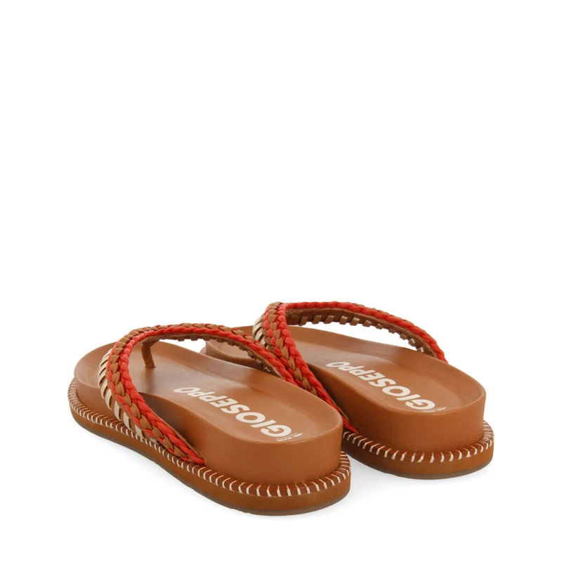 Itaja women's tan sandals with geometric details