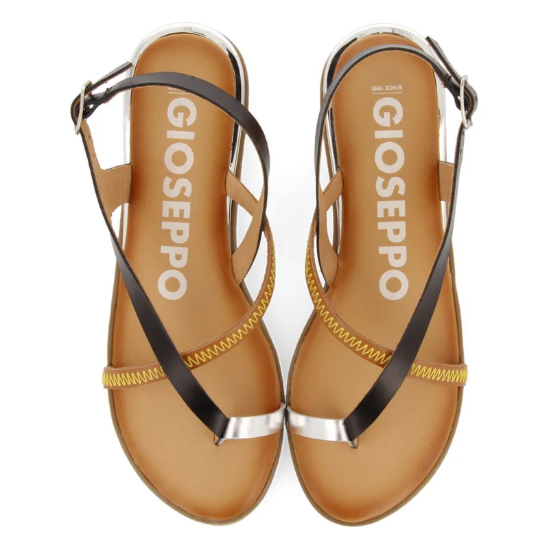 Gioux women's black leather sandals with straps