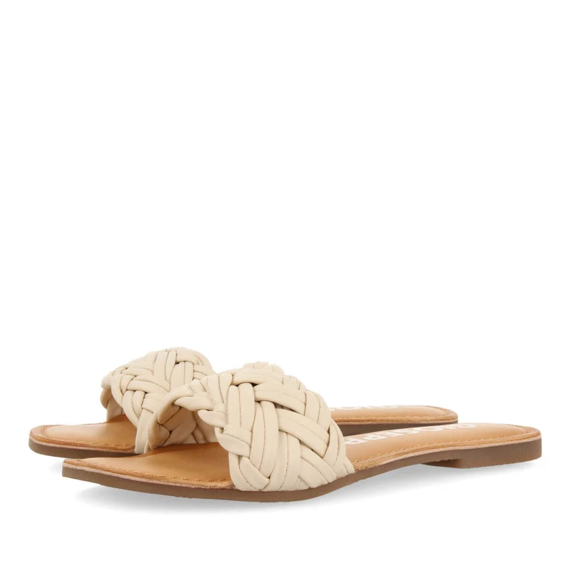 Chacrise women's flat sandals with braided off-white vamps