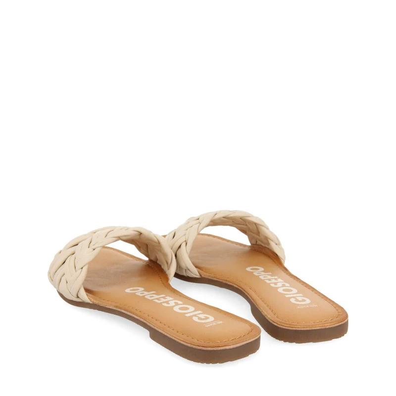 Chacrise women's flat sandals with braided off-white vamps