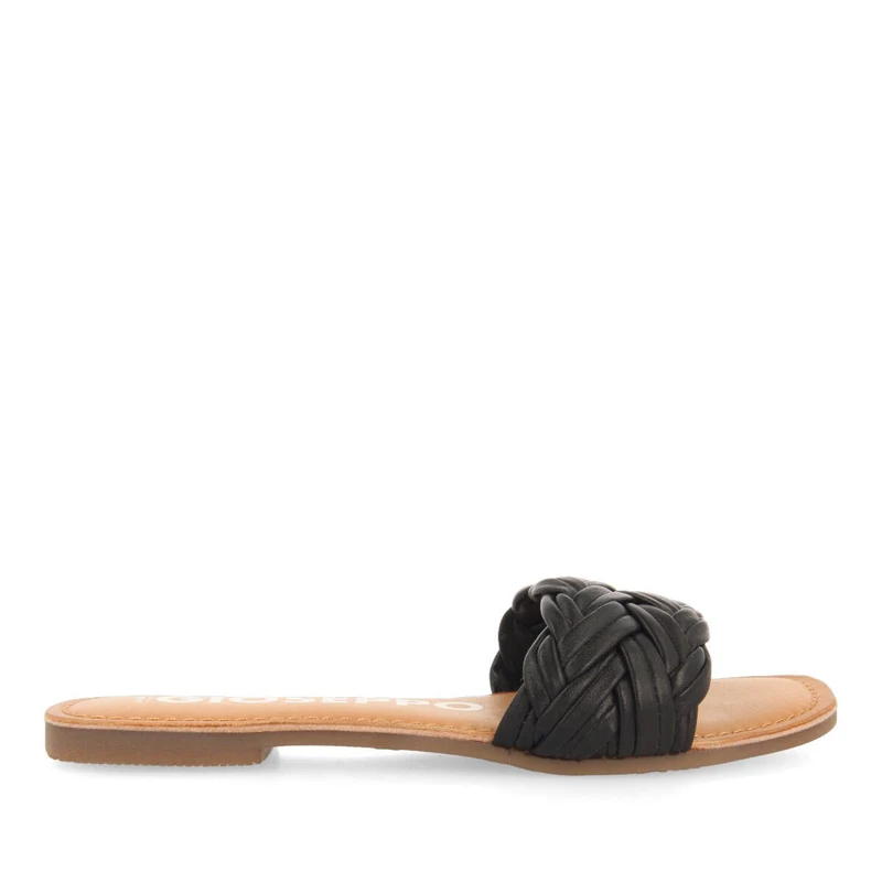 Chacrise women's flat sandals with braided black vamps