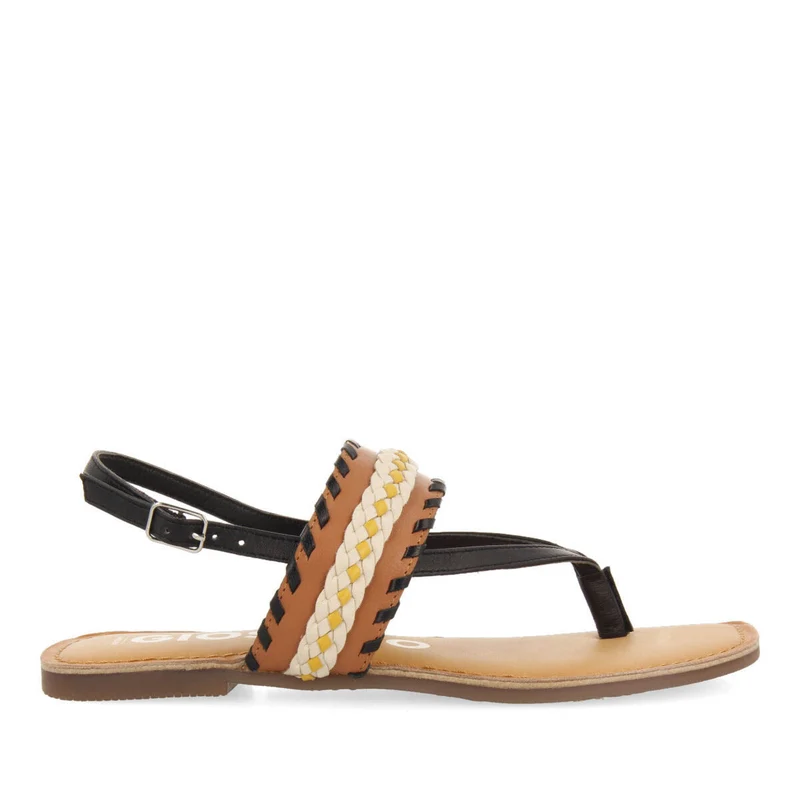 Jatai women's black sandals with geometric details