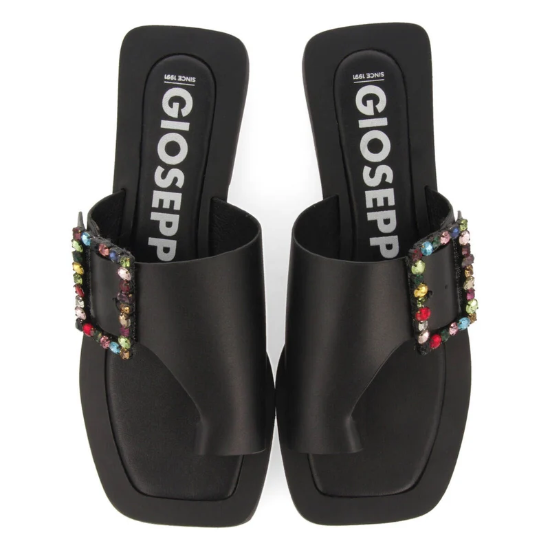 Fortul women's flat slide sandals with multicoloured crystal buckles