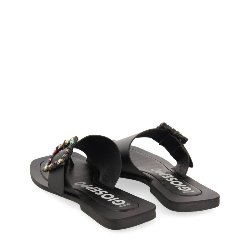 Fortul women's flat slide sandals with multicoloured crystal buckles