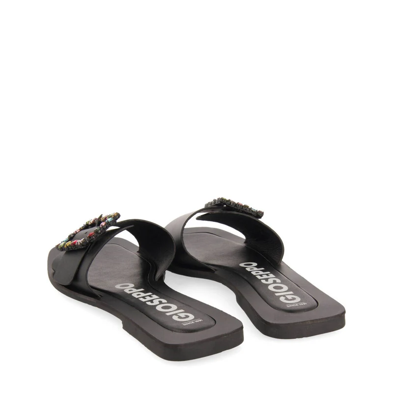 Jequitai women's flat slide sandals with multicoloured crystal buckles
