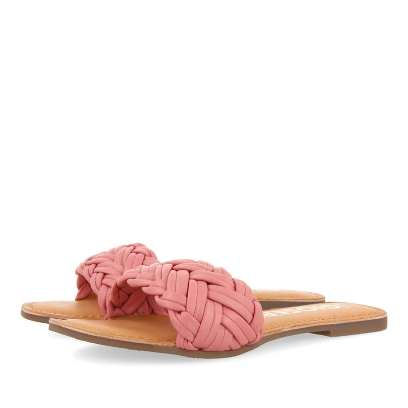 Chacrise women's flat sandals with braided pink vamps