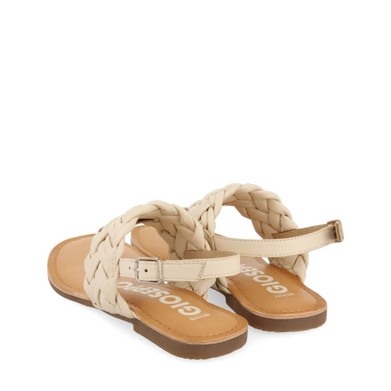 Sergines women's flat off-white braided leather sandals