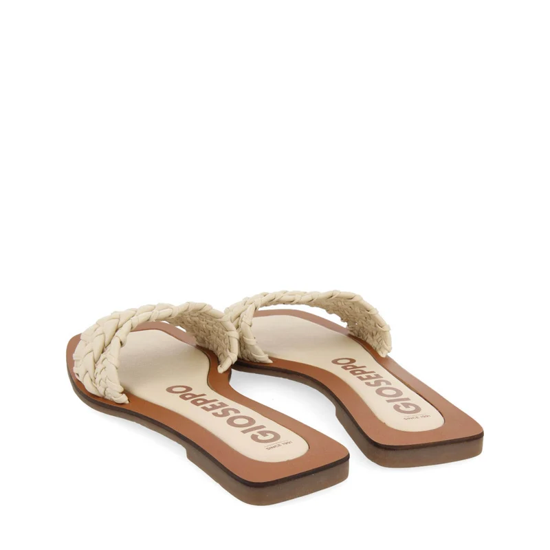 Egleny women's flat slide sandals with off-white braiding