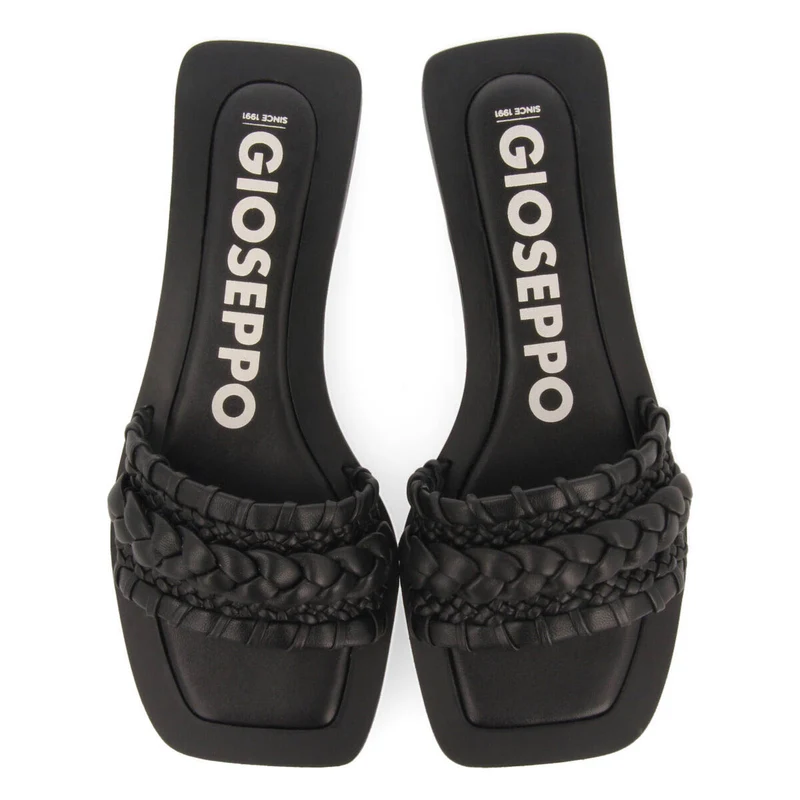 Egleny women's flat slide sandals with black braiding