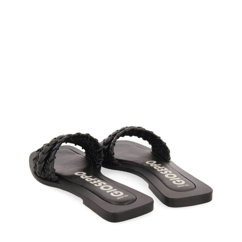 Egleny women's flat slide sandals with black braiding