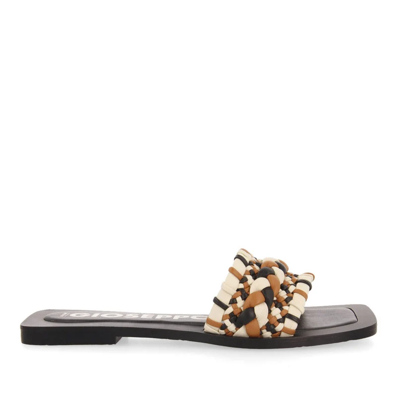 Egleny women's flat slide sandals with multicoloured braiding