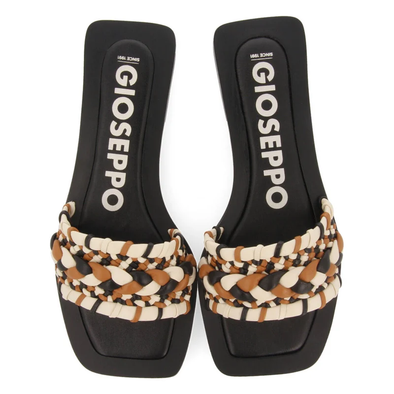 Egleny women's flat slide sandals with multicoloured braiding