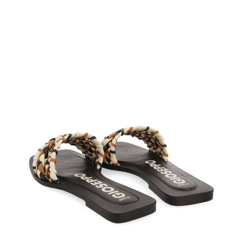 Egleny women's flat slide sandals with multicoloured braiding