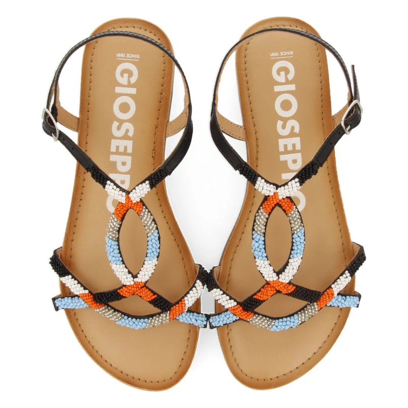 Dracy women's flat sandals with decorative multicoloured beads