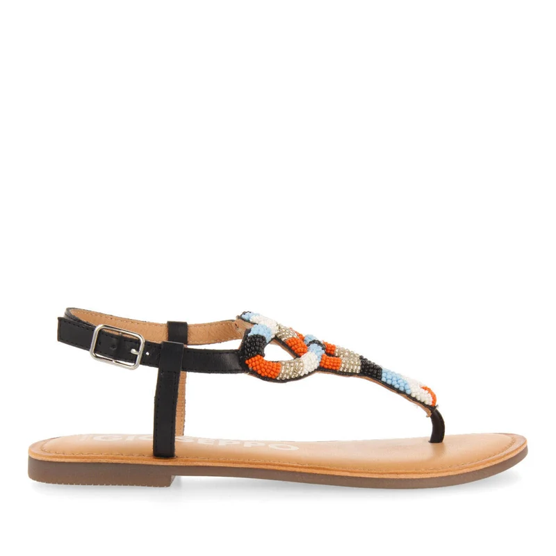 Mandaue women's flat sandals with decorative multicoloured beads