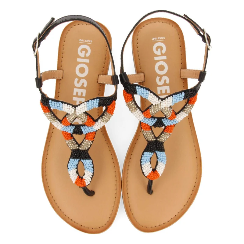 Mandaue women's flat sandals with decorative multicoloured beads