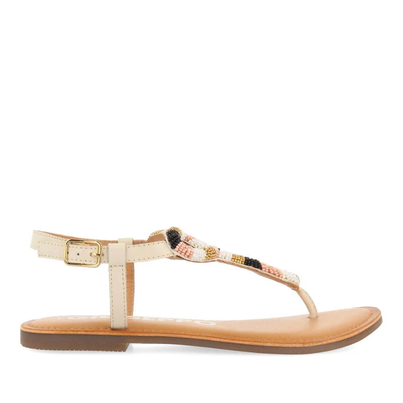 Mandaue women's flat sandals with decorative multicoloured beads