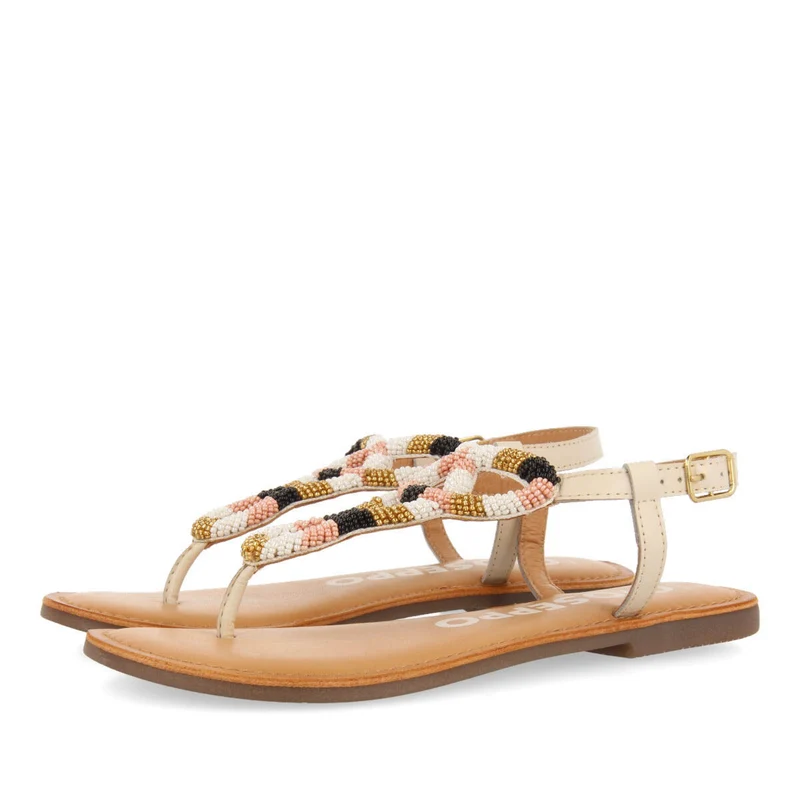 Mandaue women's flat sandals with decorative multicoloured beads