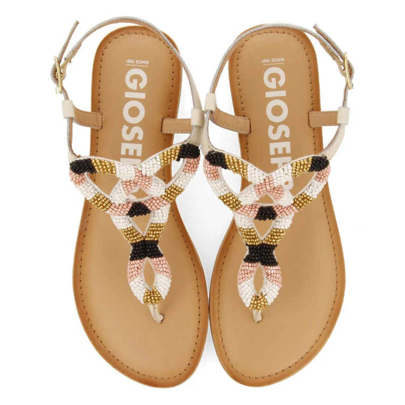 Mandaue women's flat sandals with decorative multicoloured beads