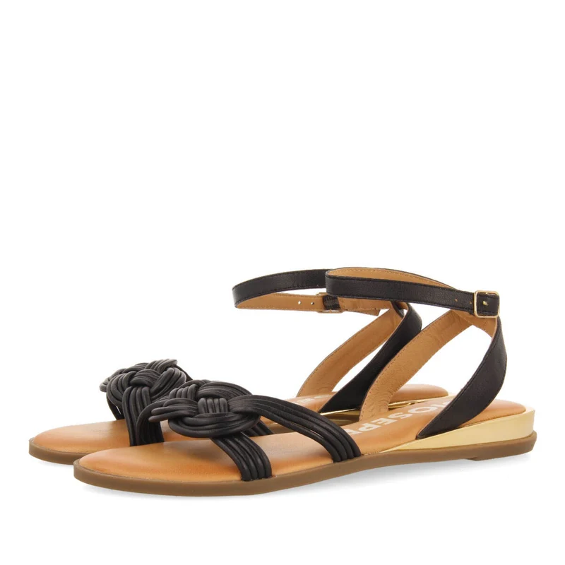 Telha women's black sandals with knotted straps