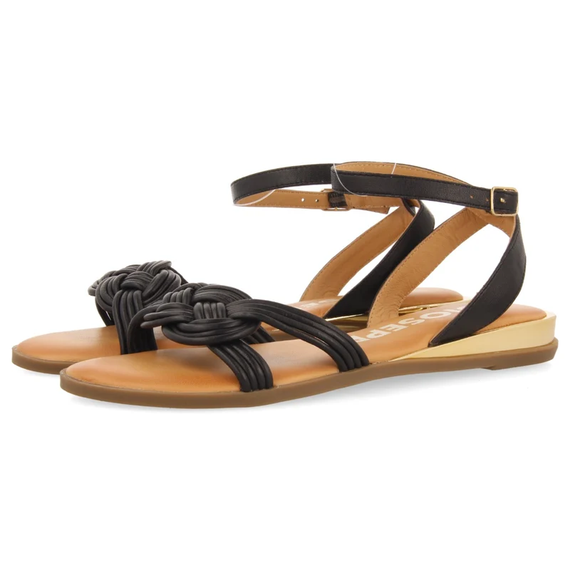 Telha women's black sandals with knotted straps