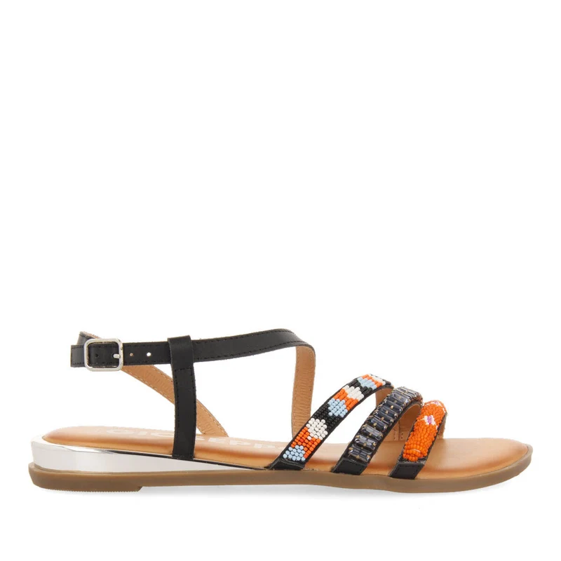 Women's multicoloured sandals with straps with multicoloured stones