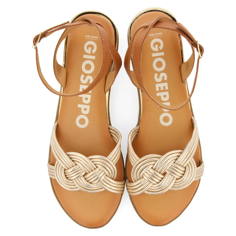 Telha women's gold sandals with knotted straps