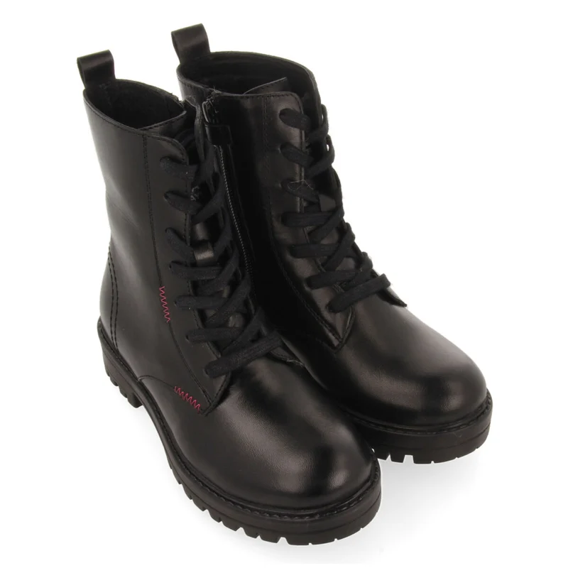 Oacoma children's black leather lace-up ankle boots