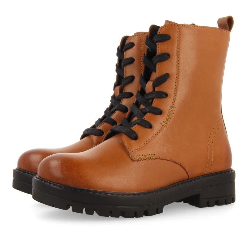 Oacoma children's tan leather lace-up ankle boots