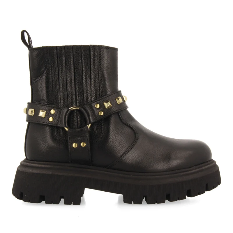 Saraby children's black leather chelsea boots with decorative studs