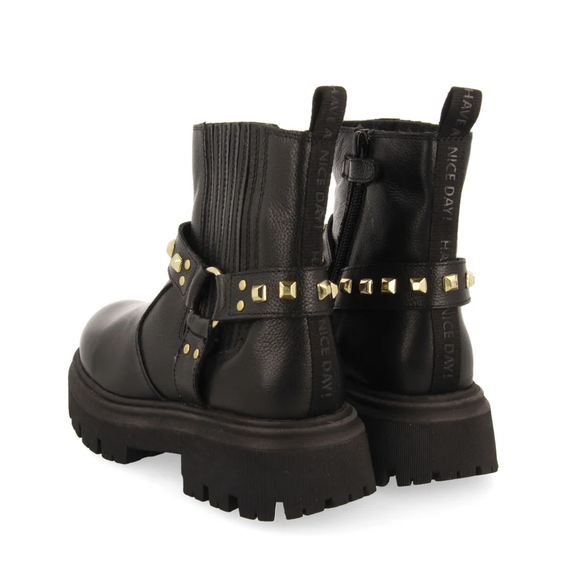 Saraby children's black leather chelsea boots with decorative studs