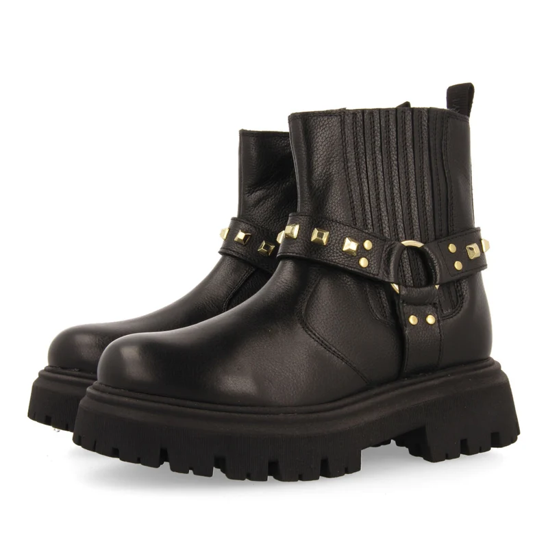 Saraby children's black leather chelsea boots with decorative studs