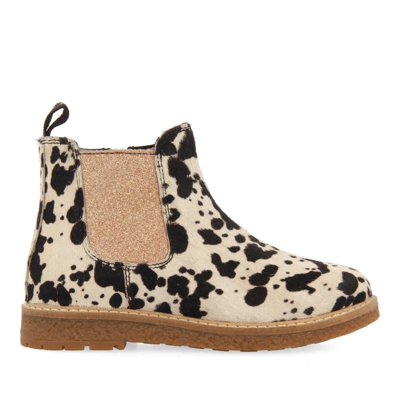 Sekkemo children's cow-print leather chelsea boots