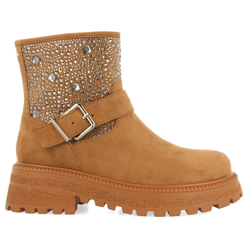 Sandl children's camel-coloured biker boots with gemstones