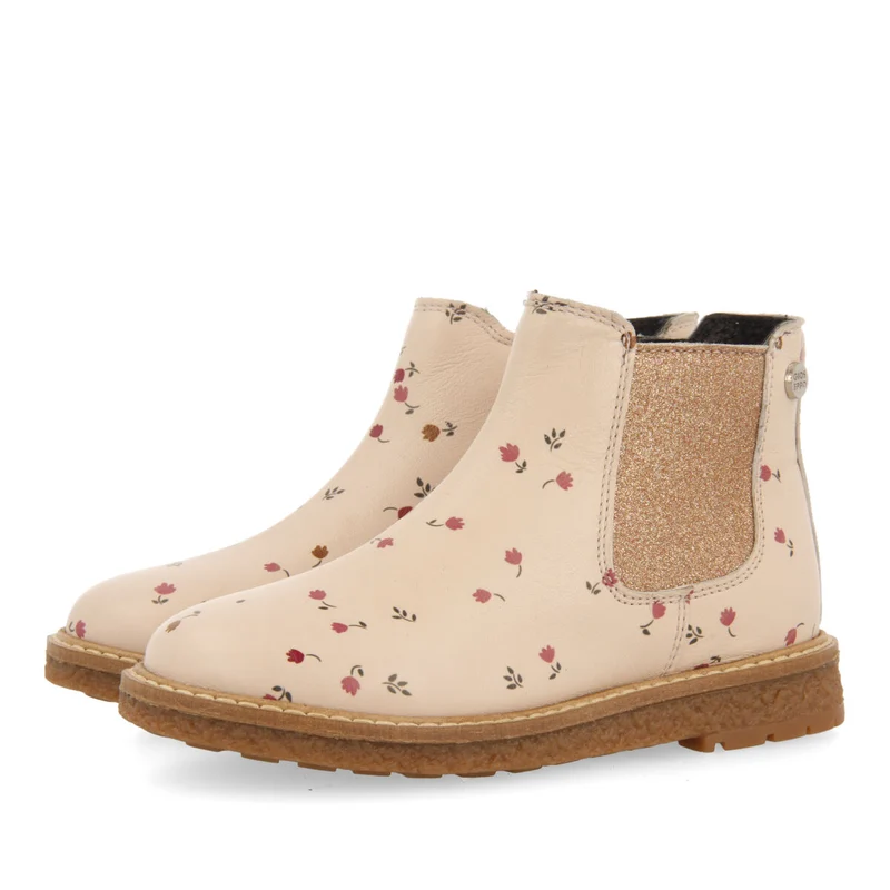 Elvenes children's floral-print pink leather chelsea boots