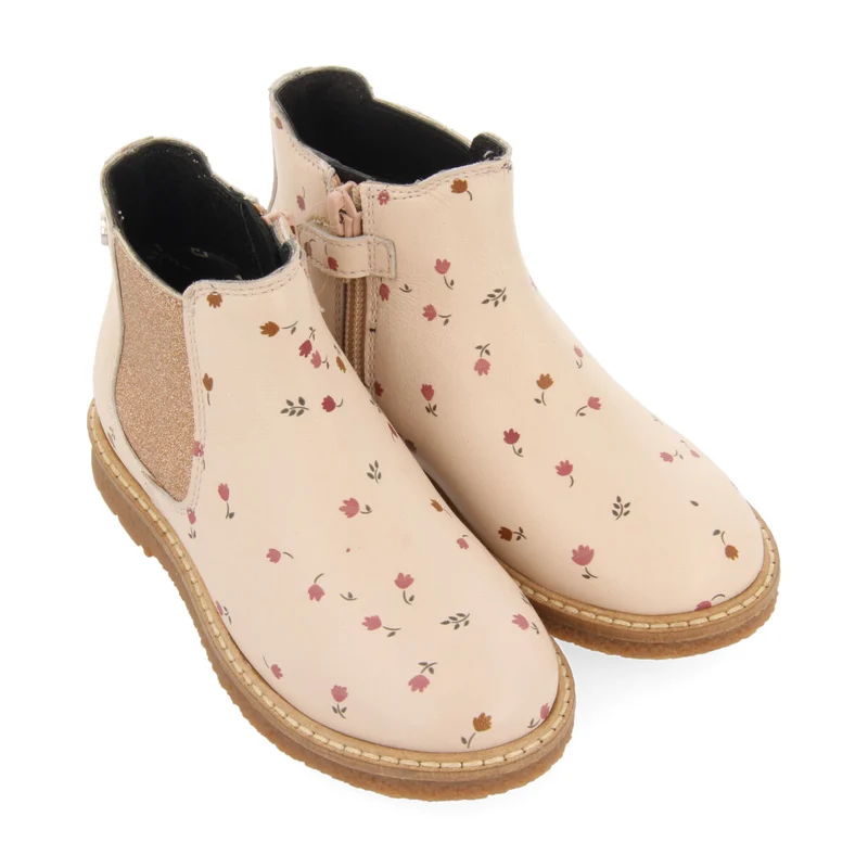 Elvenes children's floral-print pink leather chelsea boots