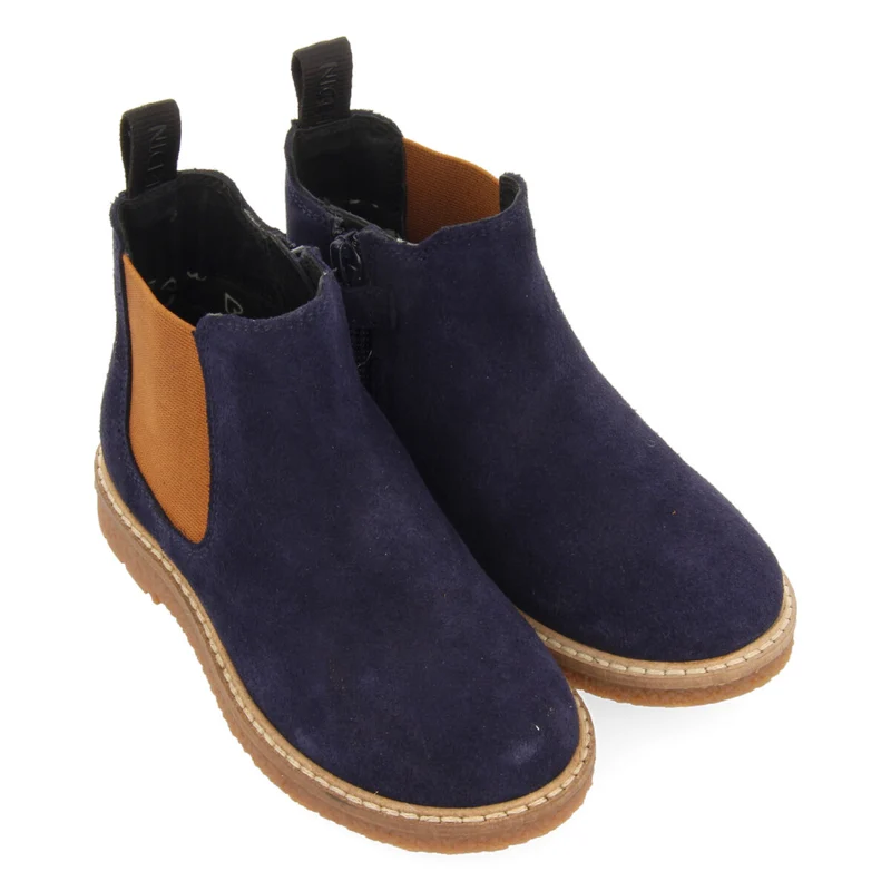 Mattsee children's navy blue leather chelsea boots