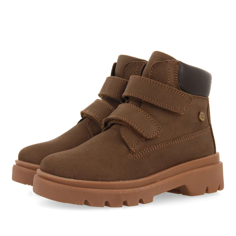 Gablitz children's brown leather ankle boots with adjustable straps