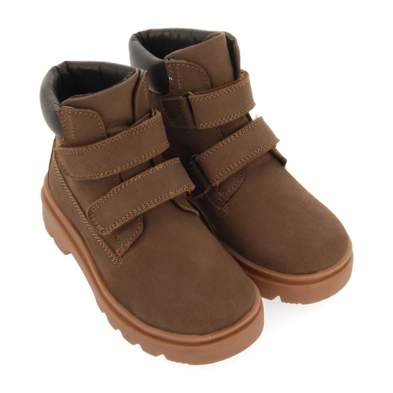 Gablitz children's brown leather ankle boots with adjustable straps