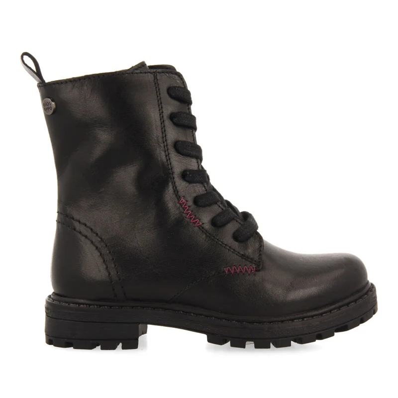 Caol children's black leather lace-up ankle boots