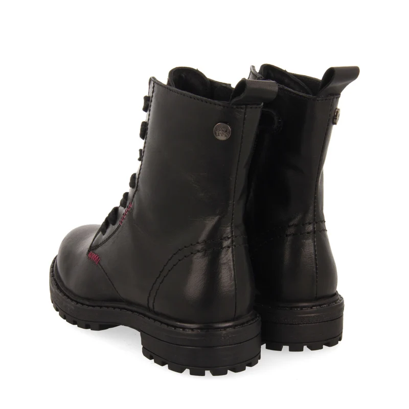 Caol children's black leather lace-up ankle boots