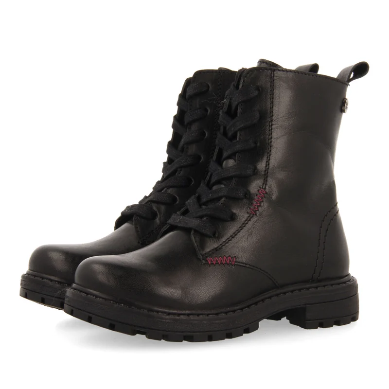 Caol children's black leather lace-up ankle boots