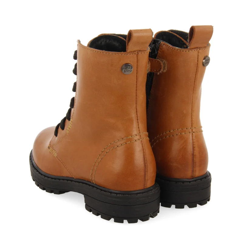 Caol children's tan leather lace-up ankle boots