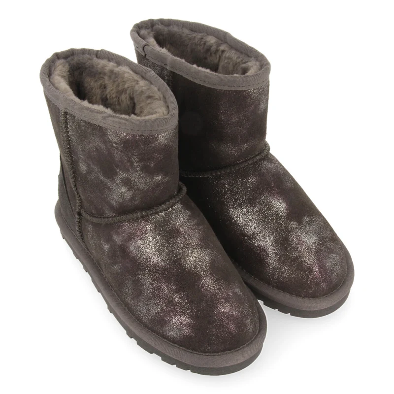 Virrat children's metallic grey split-suede shearling boots