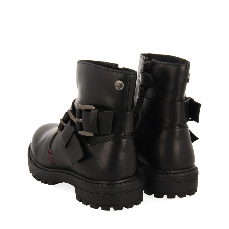 Raab children's black leather biker boots with buckles