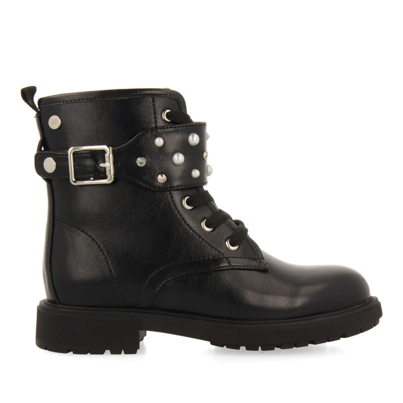 Erskine children's black lace-up ankle boots with decorations