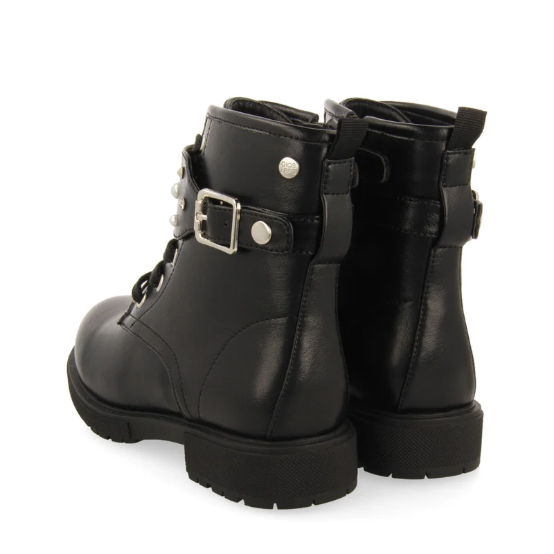 Erskine children's black lace-up ankle boots with decorations