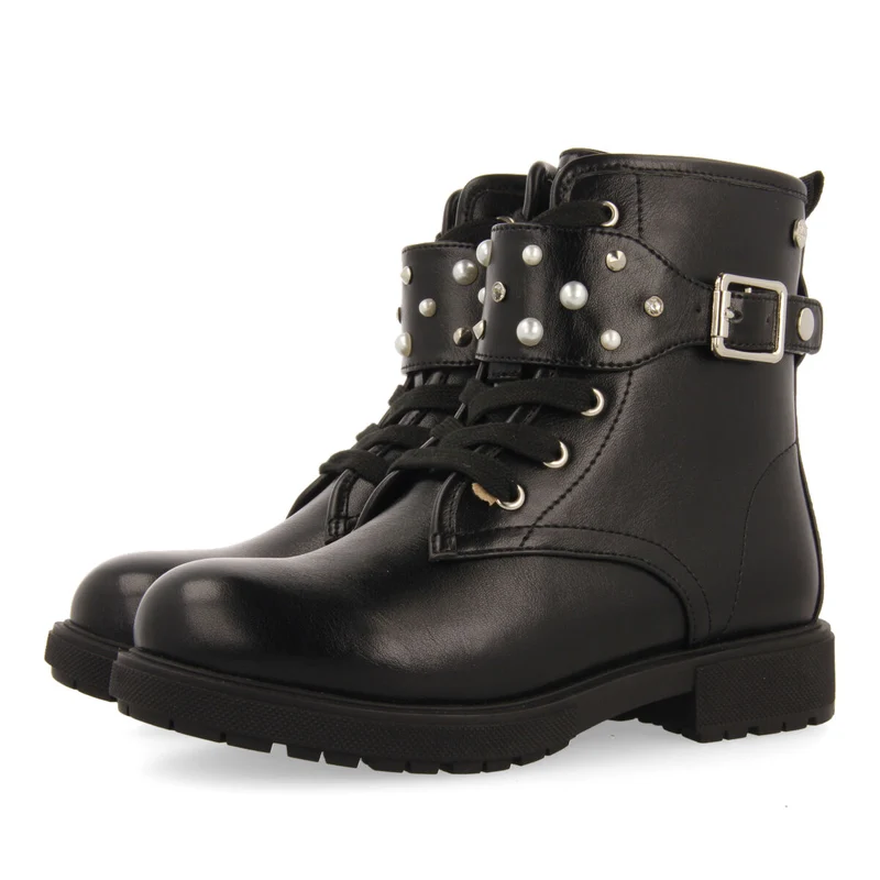 Erskine children's black lace-up ankle boots with decorations
